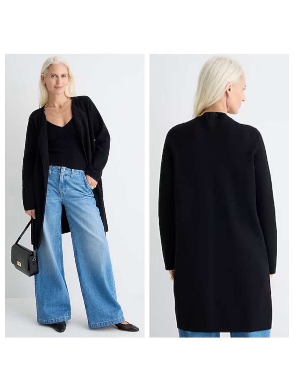 J Crew Juliette Collarless Cardigan Sweater Cardigan Blazer in Black Size L - Picture 4 of 9